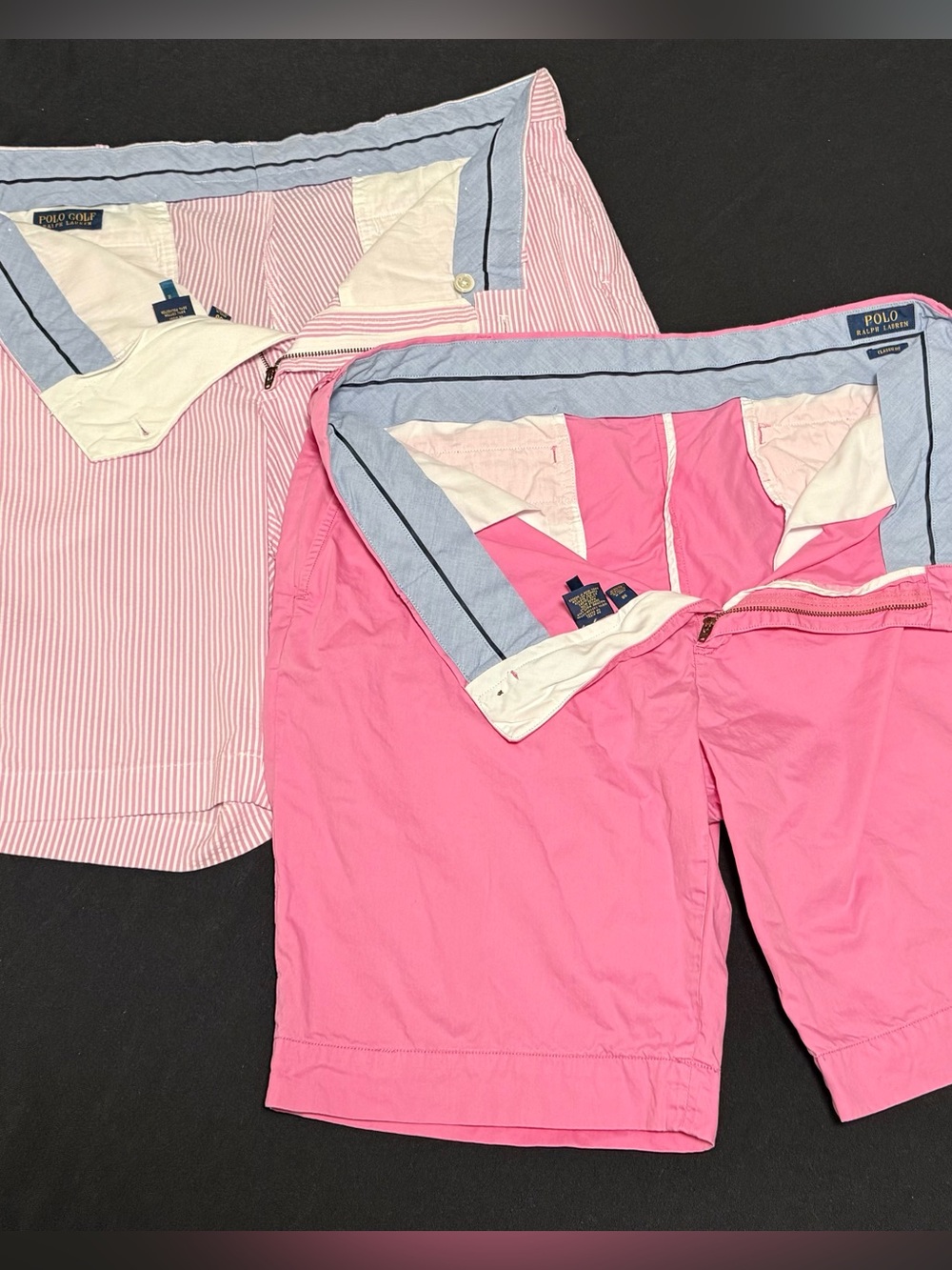 Ralph Lauren Polo Men’s Size 38 Golf Shorts Pink/Pink White Stripes Lot Of 2